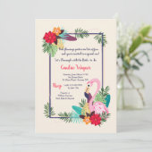 Flamingo Frame Einladung (Stehend Vorderseite)