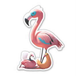 Flamingo Frenzy Embrace Pink Craze mit Aufklebern Aufkleber