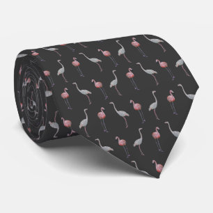 Flamingo Frenzy Krawatte Doppelseitendruck (dunkel