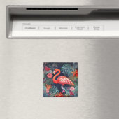 Flamingo Frenzy: Square Kühlschrank Magnet (In Situ (Geschirrspüler))