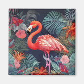 Flamingo Frenzy: Square Kühlschrank Magnet (Vorne)