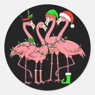 Flamingo Frohe Weihnachten Lustiges Flamingo-Fan-G Runder Aufkleber