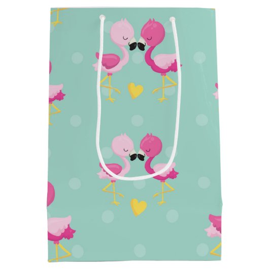Flamingo Fun Design 1 Mittlere Geschenktüte (Rückseite)