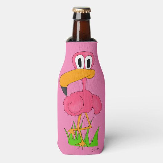 Flamingo Fun Koozie Flaschenkühler (Flaschenvorderseite)