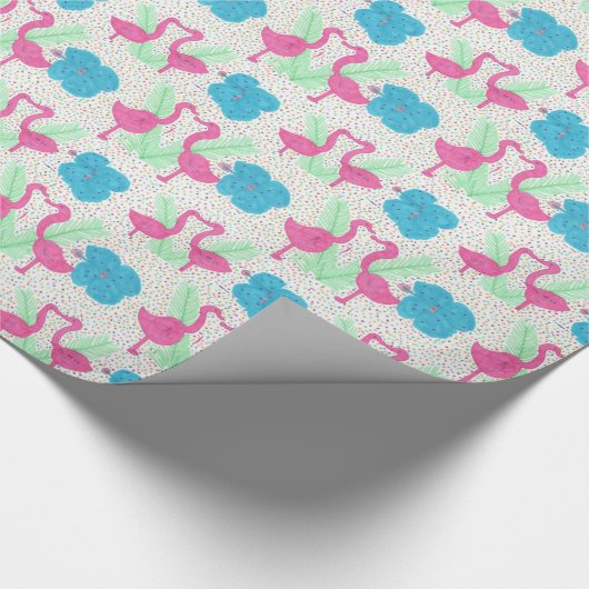 Flamingo Fun tropisches Muster Geschenkpapier (Ecke)