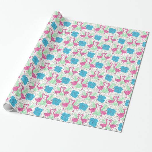 Flamingo Fun tropisches Muster Geschenkpapier (Ungerollt)