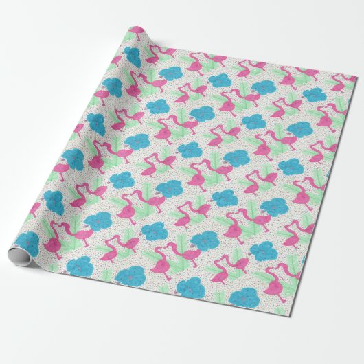 Flamingo Fun tropisches Muster Geschenkpapier (Ungerollt)