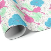 Flamingo Fun tropisches Muster Geschenkpapier (Rolleneckpunkt)