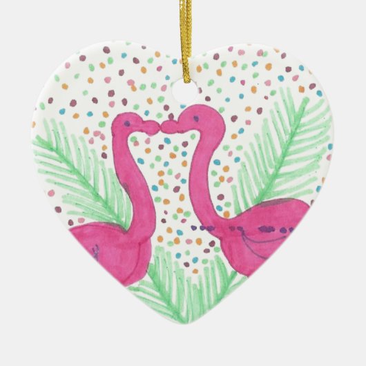 Flamingo Fun tropisches Muster Keramikornament (Vorne)