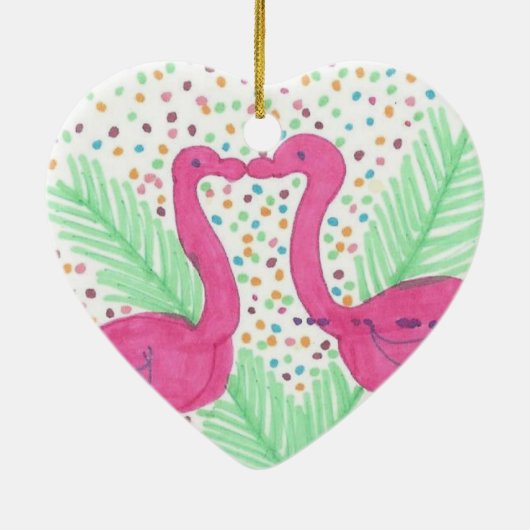 Flamingo Fun tropisches Muster Keramikornament (Hinten)