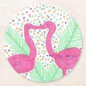 Flamingo Fun tropisches Muster Runder Pappuntersetzer (Vorderseite)