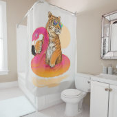 Flamingo| Funny Chillin Flamingo Tiger Friends Duschvorhang (Beispiel)