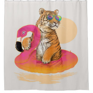 Flamingo  Funny Chillin Flamingo Tiger Friends Duschvorhang