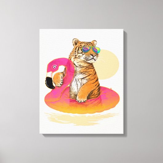Flamingo | Funny Chillin Flamingo Tiger Friends Leinwanddruck (Vorderseite)