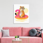 Flamingo | Funny Chillin Flamingo Tiger Friends Leinwanddruck (Insitu (Wohnzimmer))