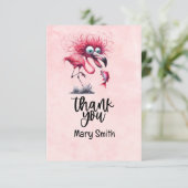 Flamingo Funny Design für Party Dankeskarte (Stehend Vorderseite)