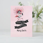 Flamingo Funny Design für Party Dankeskarte (Stehend Vorderseite)
