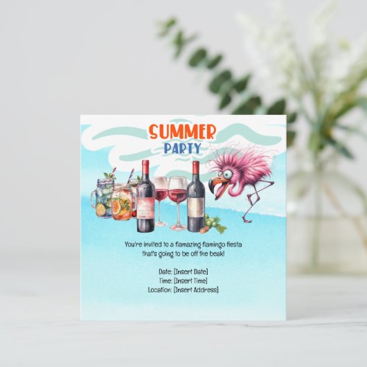 Flamingo Funny Design für Party Save The Date (Stehend Vorderseite)