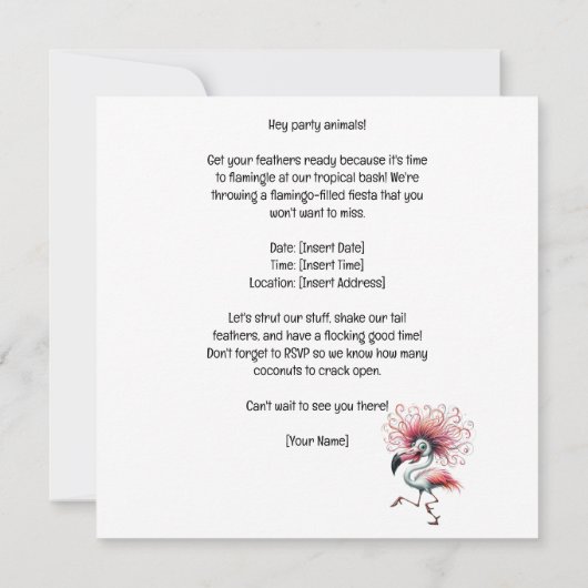 Flamingo Funny Design für Party Save The Date (Rückseite)