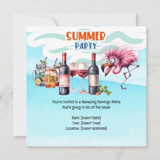 Flamingo Funny Design für Party Save The Date (Vorderseite)