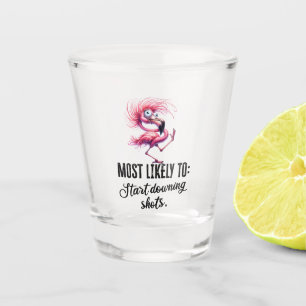 Flamingo Funny Face für Party Schnapsglas