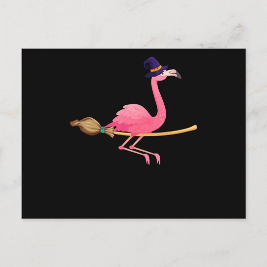 Flamingo | Funny Flamingo Hexeny Halloween Ankündigungspostkarte (Vorderseite)
