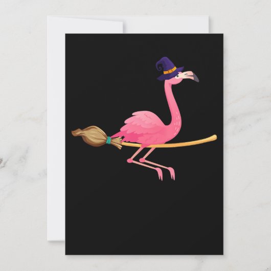 Flamingo | Funny Flamingo Hexeny Halloween Einladung (Vorderseite)