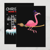 Flamingo | Funny Flamingo Hexeny Halloween Einladung (Vorne/Hinten)
