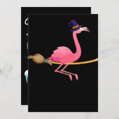 Flamingo | Funny Flamingo Hexeny Halloween Feiertagskarte (Vorne/Hinten)