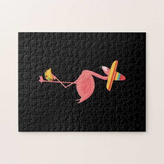 Flamingo Funny mexikanisches Essen Taco Lover Gesc Puzzle (Horizontal)