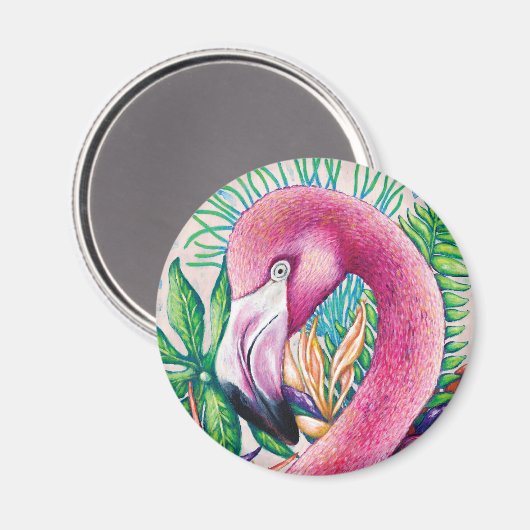Flamingo Funny Niedliche Coole Einzigartige Kunst  Magnet (Vorderseite/Rückseite)