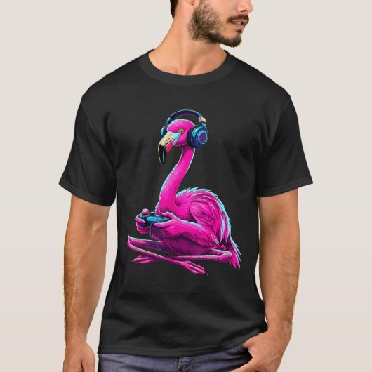 Flamingo Gaming Animal Video Games Funny Flamingo T-Shirt (Vorderseite)