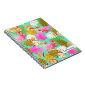 Flamingo Garden Aquamarin Notizblock (Rechte Seite)