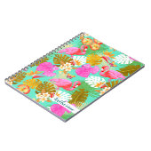 Flamingo Garden Aquamarin Notizblock (Linke Seite)