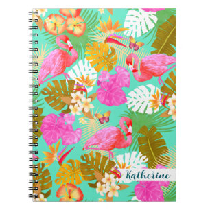 Flamingo Garden Aquamarin Notizblock