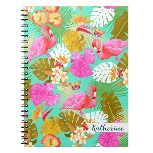 Flamingo Garden Aquamarin Notizblock (Vorderseite)