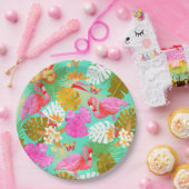 Flamingo Garden Aquamarin Pappteller (Party)