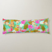 Flamingo Garden Aquamarin Seitenschläferkissen (Rückseite)