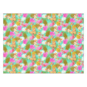 Flamingo Garden Aquamarin Tischdecke (Vorderseite (Horizontal))