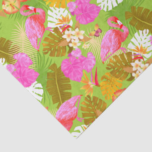 Flamingo Garden Bright Green Seidenpapier
