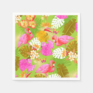 Flamingo Garden Bright Green Serviette