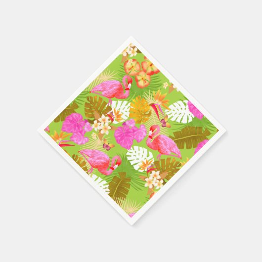 Flamingo Garden Bright Green Serviette (Ecke)