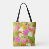 Flamingo Garden Bright Green Tasche (Rückseite)