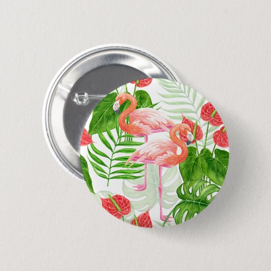 Flamingo Garden Button (Vorne & Hinten)