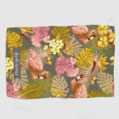 Flamingo Garden Dark Gray Golfhandtuch (Horizontal)
