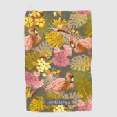 Flamingo Garden Dark Gray Golfhandtuch (Vorderseite)