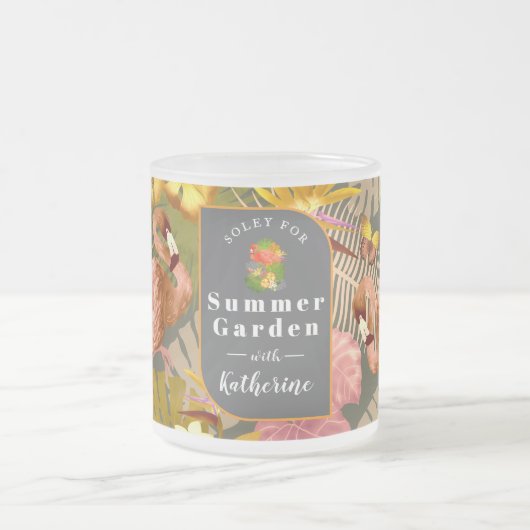 Flamingo Garden Dark Gray Mattglastasse (Mittel)