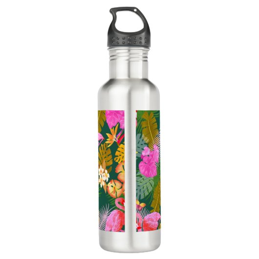 Flamingo Garden Dark Green Edelstahlflasche (Rückseite)