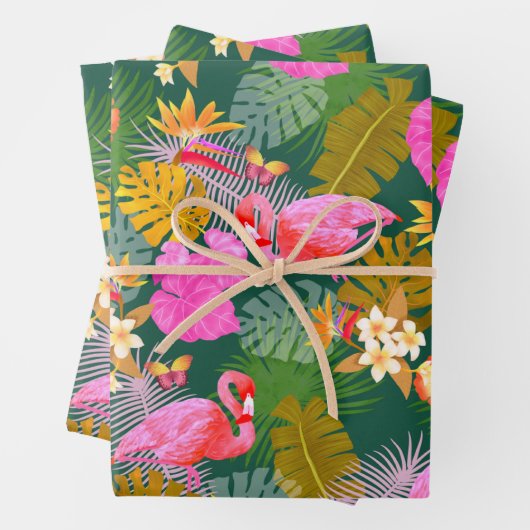 Flamingo Garden Dark Green Geschenkpapier Set (Beispiel)