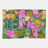 Flamingo Garden Dark Green Geschirrtuch (Horizontal)